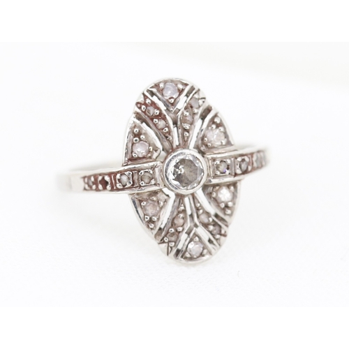 Diamond Set Panel Form Cluster Ring Mounted in Platinum Ring Size M