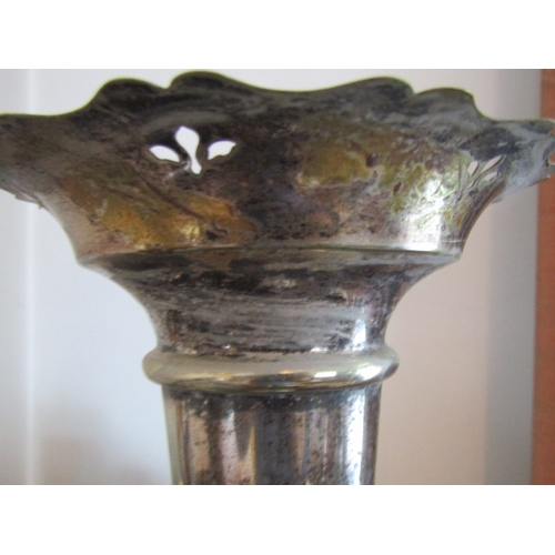 17 - Edwardian Silver Trumpet Form Spill Vase Approximately 14 Inches High