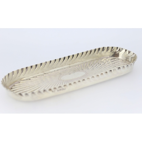 Silver Tray Attractively Detailed 18.5cm by 7cm Hallmarked Samuel Walton Smith, Birmingham 1889