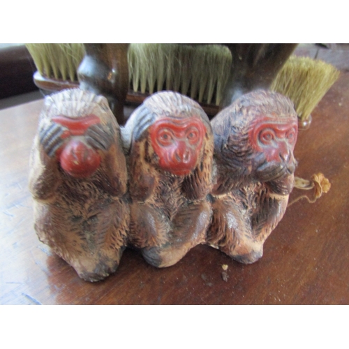 20 - Anglo Indian Quill Inset Box Hinged Cover Approximately 10 Inches Wide and Four Other Carved Pieces ... 