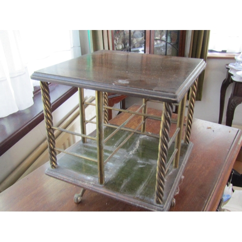 21 - Antique Mahogany Brassbound Table Top Bookrest Shaped Supports Approximately 14 Inches Square