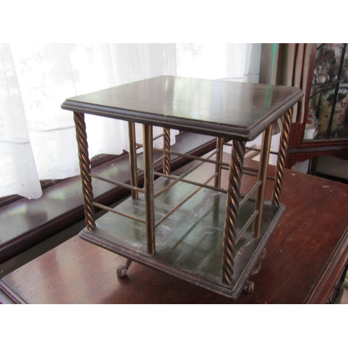 21 - Antique Mahogany Brassbound Table Top Bookrest Shaped Supports Approximately 14 Inches Square