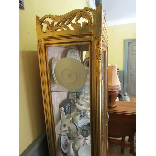 246 - Gilded Twin Door Display Cabinet with Upper Carved Decoration Approximately 40 Inches Wide x 6ft 6 I... 