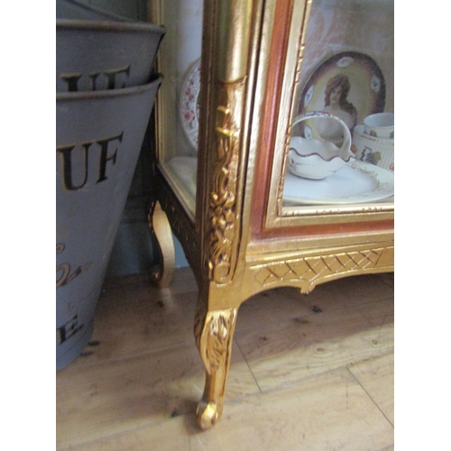 246 - Gilded Twin Door Display Cabinet with Upper Carved Decoration Approximately 40 Inches Wide x 6ft 6 I... 