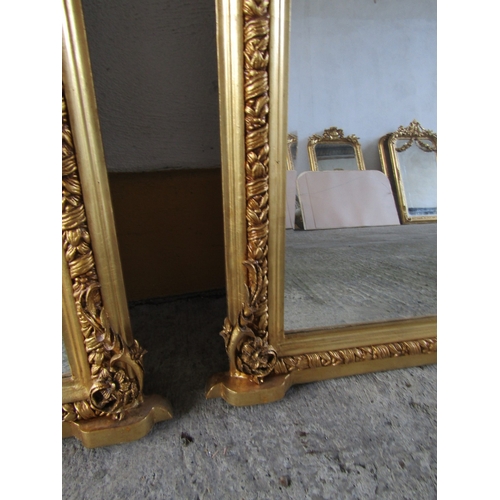 254 - Arch Top Gilded Over Mantle Mirror Approximately 46 Inches Wide x 52 Inches Wide