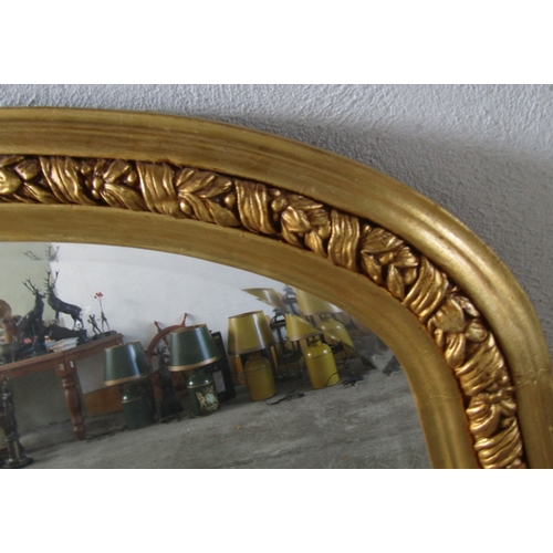 254 - Arch Top Gilded Over Mantle Mirror Approximately 46 Inches Wide x 52 Inches Wide