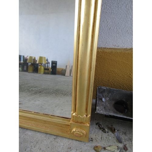 255 - Rectangular Form Gilded Over Mantle Mirror with Upper Carved Swag Decoration Approximately 48 Inches... 