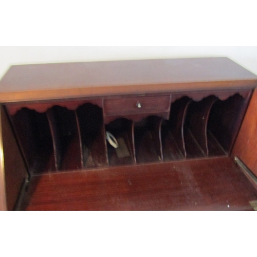 26 - Antique Mahogany Bureau Fall Front with Fitted Interior Three Long Drawers Below Approximately 34 In... 