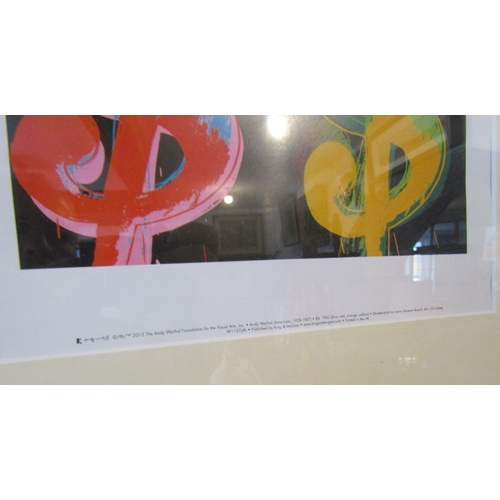 262 - Andy Warhol Exhibition Advertising Lithograph Dollar Signs Framed and Glazed Approximately 22 Inches... 
