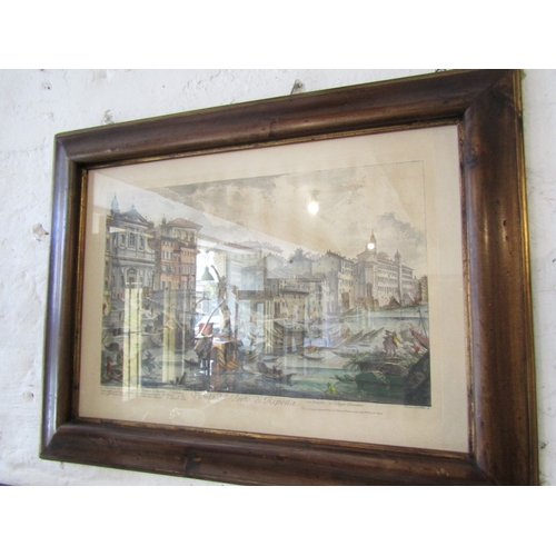 263 - Antique Engraving Venice the Grand Canal Contained Within Gilded and Moulded Frame Approximately 32 ... 