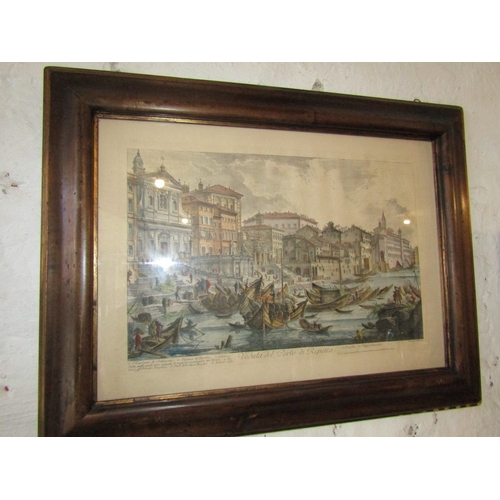 263 - Antique Engraving Venice the Grand Canal Contained Within Gilded and Moulded Frame Approximately 32 ... 