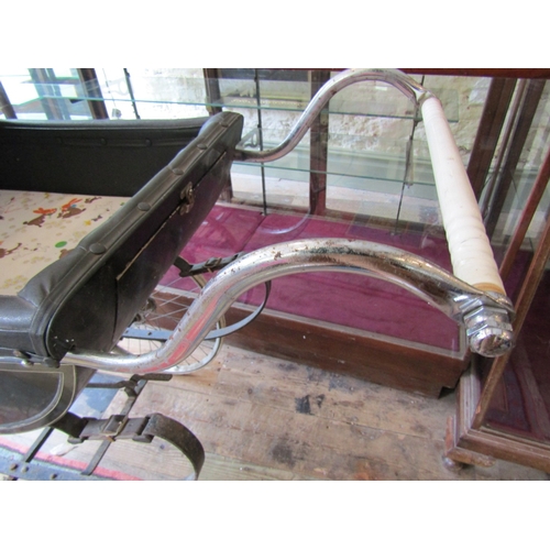 266 - Full Size Edwardian Baby Pram with Original Springs and Leathers Original Hood Covering