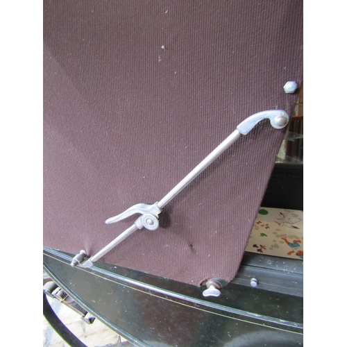 266 - Full Size Edwardian Baby Pram with Original Springs and Leathers Original Hood Covering