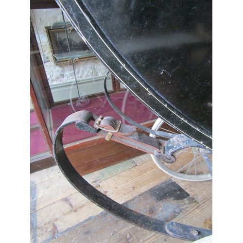 266 - Full Size Edwardian Baby Pram with Original Springs and Leathers Original Hood Covering