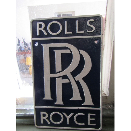 273 - Rolls-Royce Painted Metal Garage Advertising Sign Approximately 14 Inches High x 10 Inches Wide
