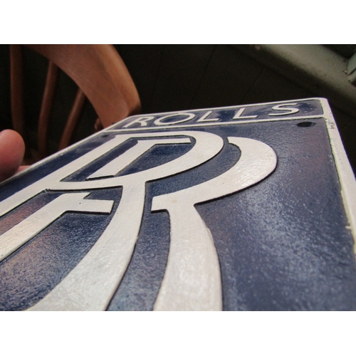 273 - Rolls-Royce Painted Metal Garage Advertising Sign Approximately 14 Inches High x 10 Inches Wide