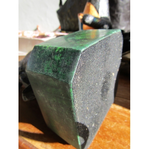 274 - Bronze Sculpture Seated Bear Mounted on Green Marble Base Approximately 8 Inches High