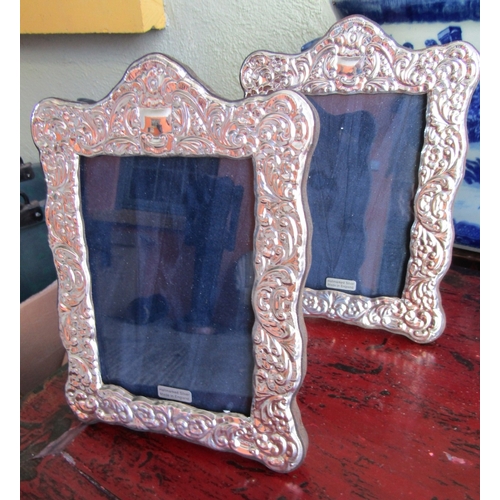 Pair of Silver Photograph Frames Shaped Form Hallmarked Each Approximately 8 Inches High x 5 Inches Wide