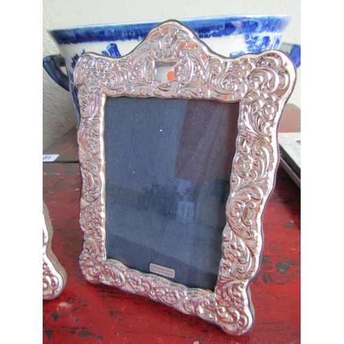 277 - Pair of Silver Photograph Frames Shaped Form Hallmarked Each Approximately 8 Inches High x 5 Inches ... 