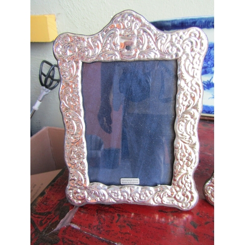277 - Pair of Silver Photograph Frames Shaped Form Hallmarked Each Approximately 8 Inches High x 5 Inches ... 