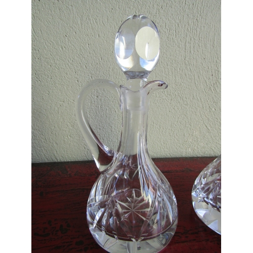 280 - Pair of Whiskey Decanters with Original Stoppers Shaped Form each Approximately 7 Inches High
