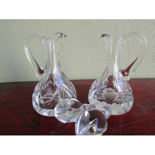 280 - Pair of Whiskey Decanters with Original Stoppers Shaped Form each Approximately 7 Inches High
