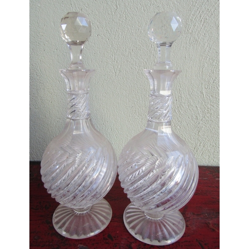 282 - Pair of Cut Crystal Decanters with Stoppers each Approximately 12 Inches High