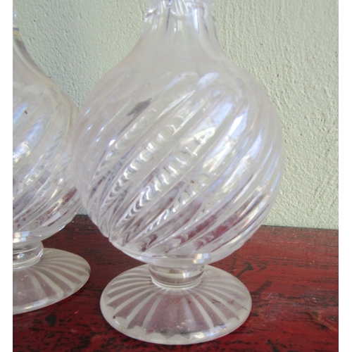 282 - Pair of Cut Crystal Decanters with Stoppers each Approximately 12 Inches High