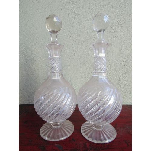 282 - Pair of Cut Crystal Decanters with Stoppers each Approximately 12 Inches High