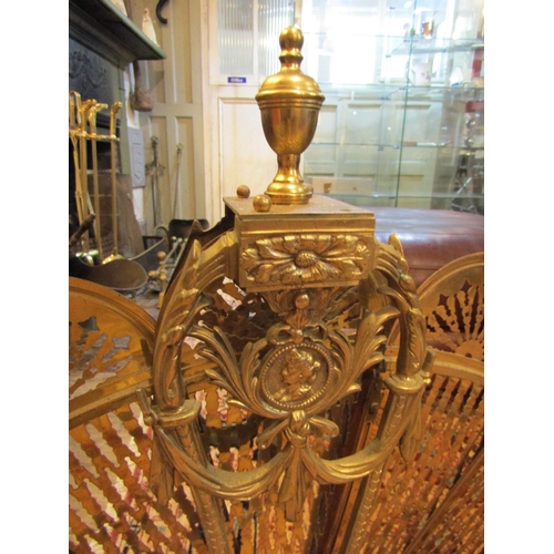 286 - Antique Cast Brass Peacock Motif Fan Tail Fire Guard Full Size