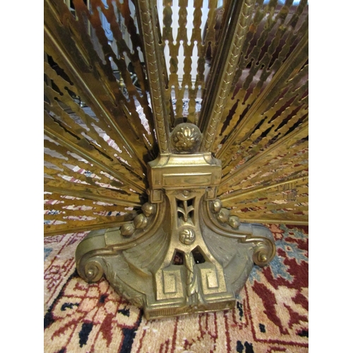 286 - Antique Cast Brass Peacock Motif Fan Tail Fire Guard Full Size