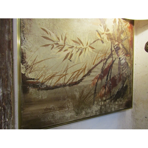 287 - Original Oil Painting Avian and Branch Scene Oil on Canvas Approximately 4ft High x 2ft 6 Inches Wid... 