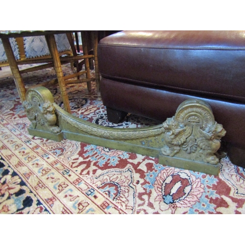 291 - Regency Gilded Bronze Fire Fender with Griffin Motif Side Decoration Attractively Detailed Throughou... 