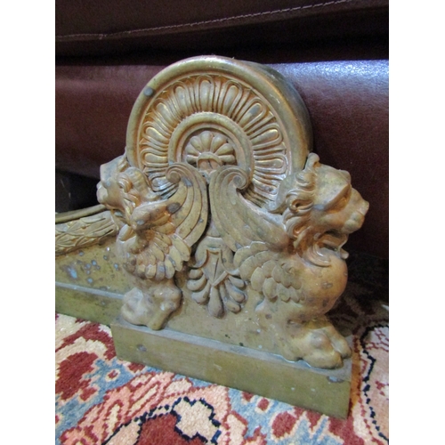 291 - Regency Gilded Bronze Fire Fender with Griffin Motif Side Decoration Attractively Detailed Throughou... 