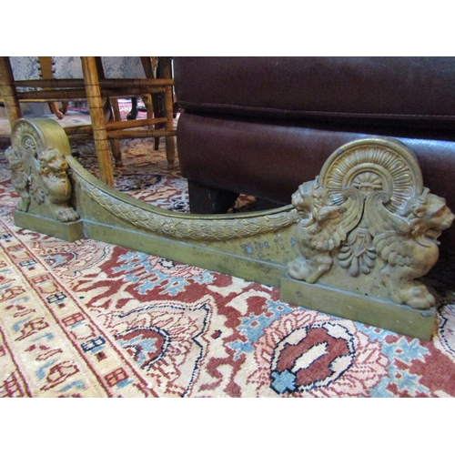 291 - Regency Gilded Bronze Fire Fender with Griffin Motif Side Decoration Attractively Detailed Throughou... 