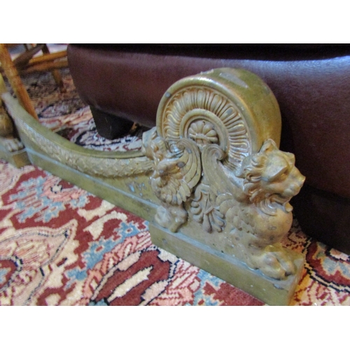 291 - Regency Gilded Bronze Fire Fender with Griffin Motif Side Decoration Attractively Detailed Throughou... 