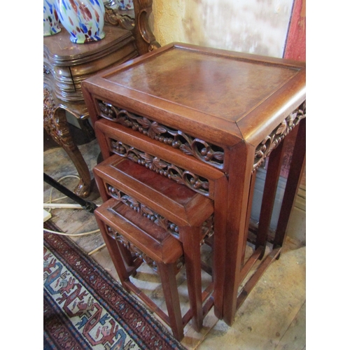 292 - Set of Four Antique Graduated Form Figured Hardwood Occasional Tables Tallest Approximately 30 Inche... 