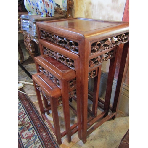 292 - Set of Four Antique Graduated Form Figured Hardwood Occasional Tables Tallest Approximately 30 Inche... 
