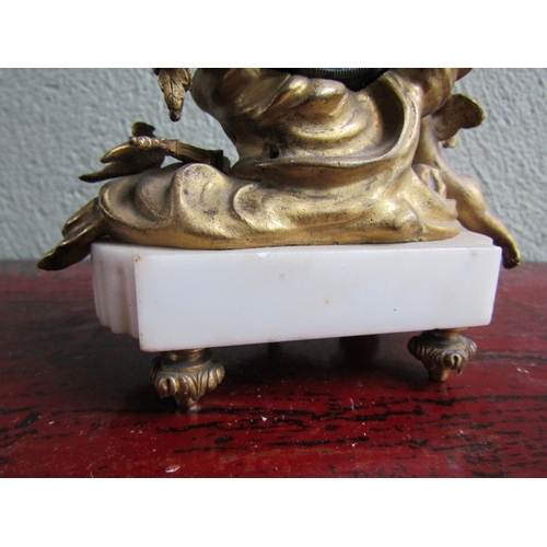 295 - Antique Gilded Bronze Cherub and Bird Nest Motif Globe Form Mantle Clock Roman Numeral Decorated Dia... 