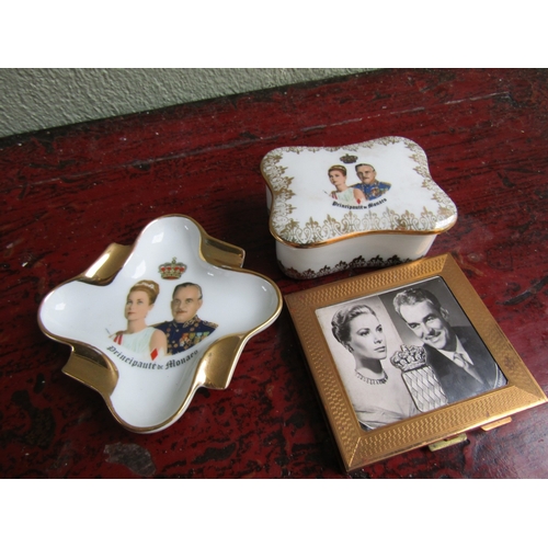 298 - Princess Grace and Prince Rainier of Monaco Vintage Commemorative Lady's Compact with Ash Tray and D... 