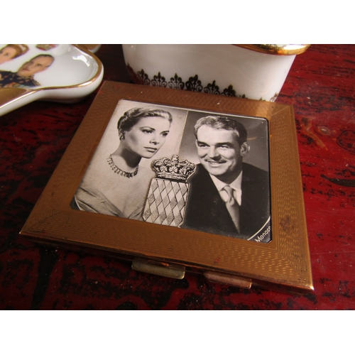 298 - Princess Grace and Prince Rainier of Monaco Vintage Commemorative Lady's Compact with Ash Tray and D... 