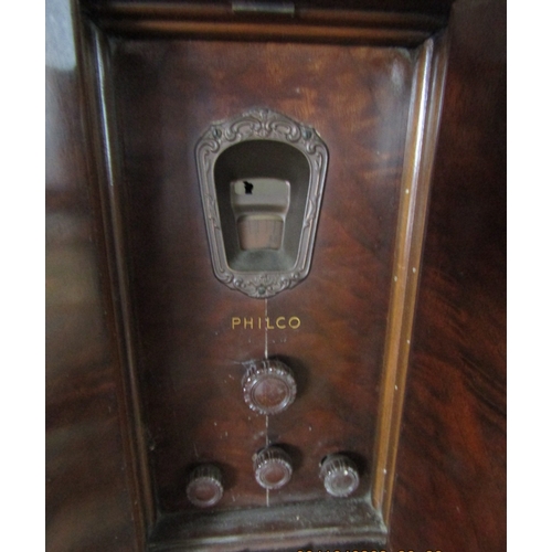 30 - Edwardian Figured Walnut Philco Drawing Room Record Player Full Size with Turntable, etc.
