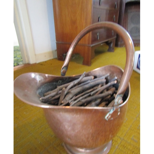 32 - Victorian Copper Coal Helmet Swing Carry Handle Pedestal Form Full Size