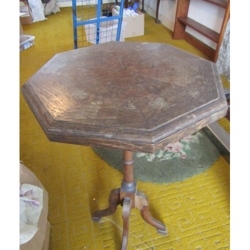 34 - Antique Octagonal Form Occasional Table Quatrefoil Supports