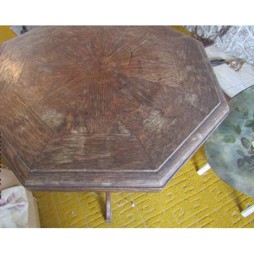 34 - Antique Octagonal Form Occasional Table Quatrefoil Supports