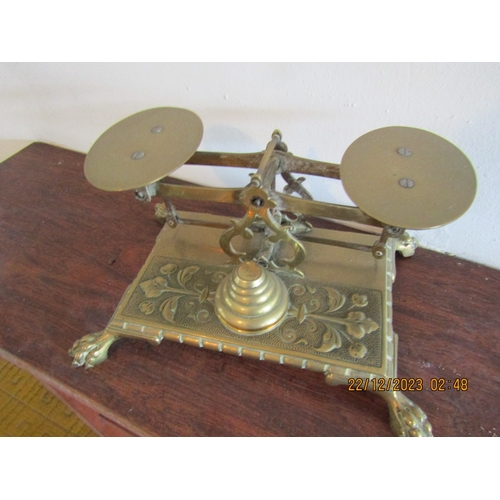 42 - Antique Cast Brass Postal Scales with Original Weights