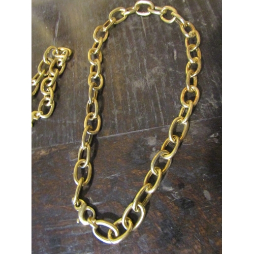 45 - Vintage Designer Gilded Silver Necklace and Matching Bracelet Each of Attractive Interlinking Form