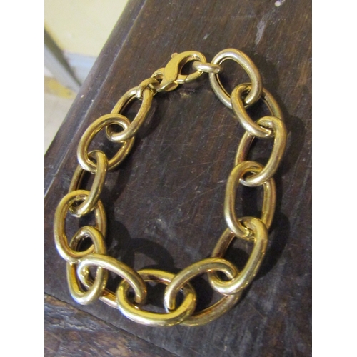 45 - Vintage Designer Gilded Silver Necklace and Matching Bracelet Each of Attractive Interlinking Form