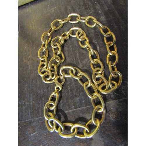 45 - Vintage Designer Gilded Silver Necklace and Matching Bracelet Each of Attractive Interlinking Form