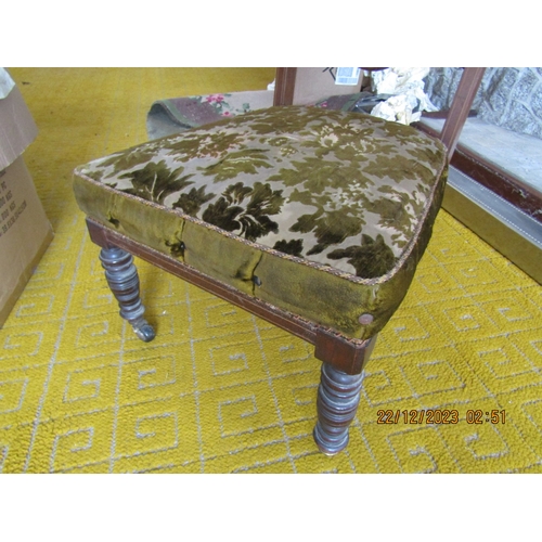 47 - Antique Inlaid Mahogany Nursing Chair Original Upholstery Turned Supports